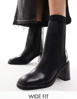 Design Wide Fit Ratings Leather Chelsea Boots In Black