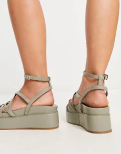 Design Wide Fit Taurus Strappy Flatform Sandals In