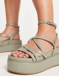Design Wide Fit Taurus Strappy Flatform Sandals In