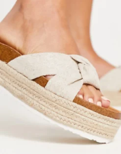 Design Wide Fit Teegan Knotted Flatform Sandals In