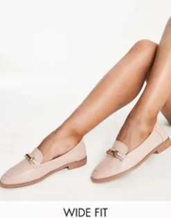 Design Wide Fit Verity Loafer Flat Shoes With Trim In