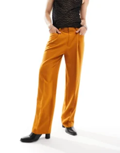 Design Wide Leg Smart Trousers In With Front Pockets