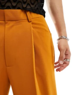 Design Wide Leg Smart Trousers In With Front Pockets