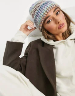 Design Wool Mix Chunky Mix Knit Beanie In