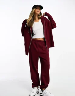 Design Zip Through Hoodie And Jogger In Brown