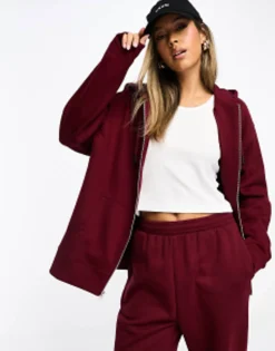 Design Zip Through Hoodie And Jogger In Brown