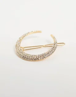 Designb London Crescent Hair Clip With Rhinestones In