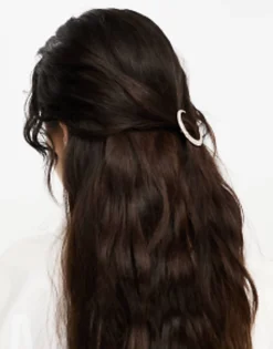 Designb London Crescent Hair Clip With Rhinestones In