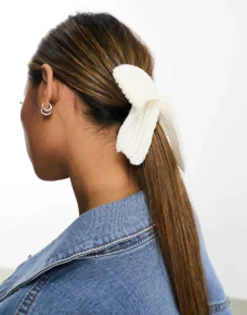 Designb London Knitted Bow Hair Tie In