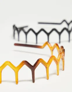 Designb London Pack Of 2 Comb Headbands In Black And Tortoiseshell