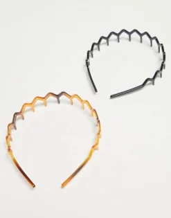 Designb London Pack Of 2 Comb Headbands In Black And Tortoiseshell