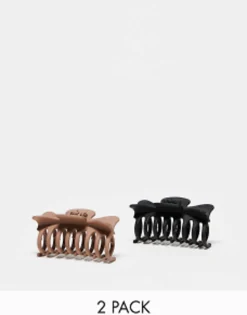Designb London Pack Of 2 Hair Claws In Black And Blush