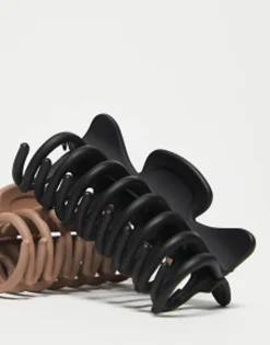 Designb London Pack Of 2 Hair Claws In Black And Blush