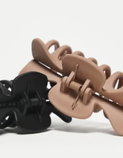 Designb London Pack Of 2 Hair Claws In Black And Blush