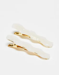 Designb London Pack Of 2 Wavy Hair Clips In Resin