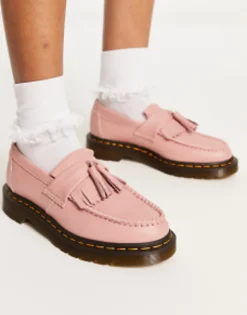 Dr Martens Adrian Tassel Loafers In Peach Beige
