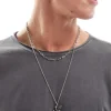 Faded Future Layered Necklace With Cherub Pendant In