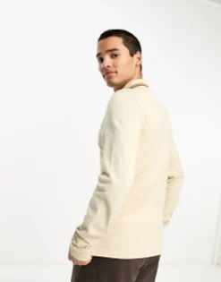 Fred Perry Twin Tipped Long Sleeve Polo Shirt In Oatmeal