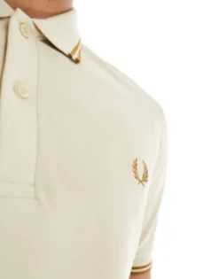 Fred Perry Twin Tipped Polo Shirt In Oatmeal