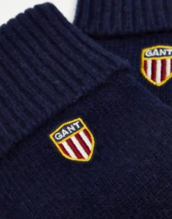 Gant Wool Gloves In Navy With Shield Logo