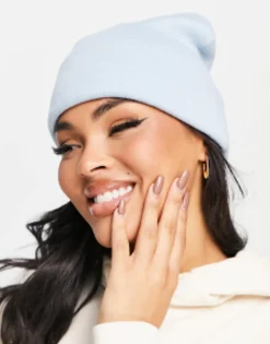 Glamorous Exclusive Ribbed Turn Up Beanie In