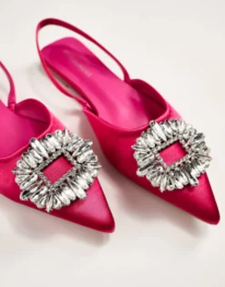 Glamorous Slingback Embellished Pointed Toe Flats