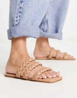 Glamorous Wide Fit Braided Flat Sandals In