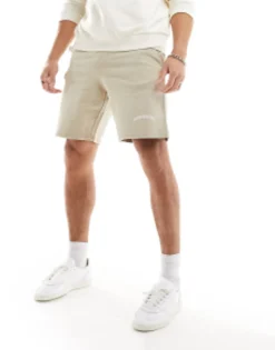 Good For Nothing Acid Wash Jersey Shorts In With Logo Print