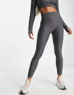 Hiit Wbseamless Textured Long Sleeve Crop Top, Bralet, Booty Short And Legging