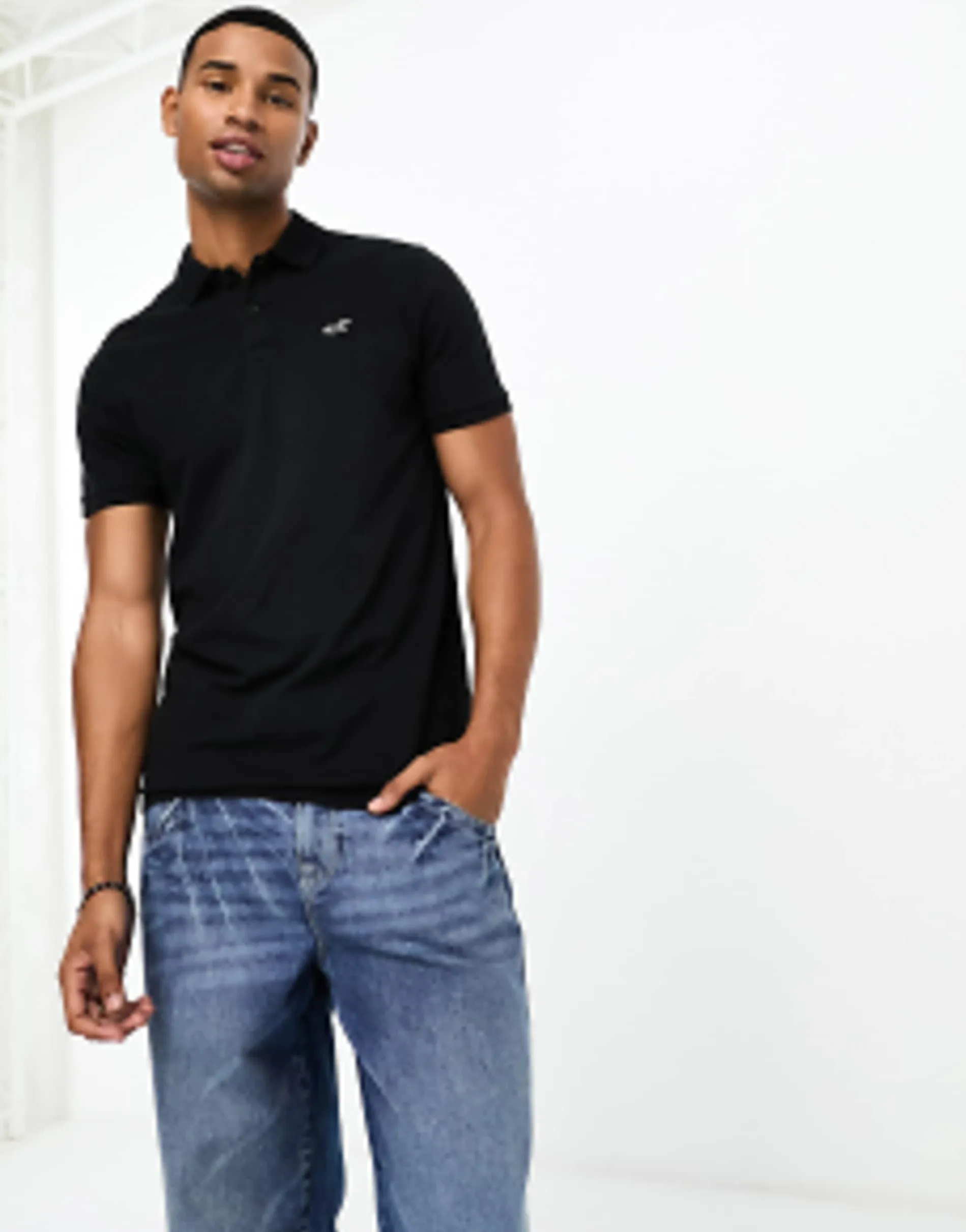 Hollister Icon Logo Pique Polo In