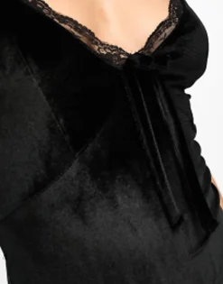 In The Style Tall Exclusive Velvet Lace Trim Mini Dress In