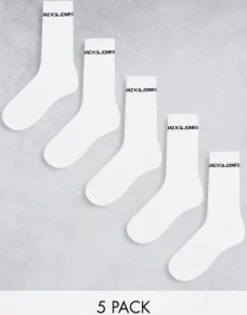 Jack & Jones 5 Pack Logo Sports Socks In