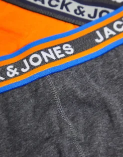 Jack & Jones 3 Pack Trunks In Orange/Navy/Grey