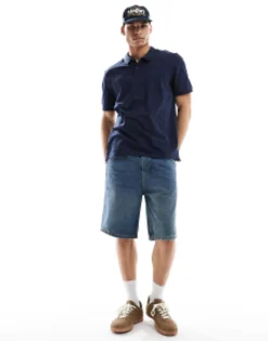 Jack & Jones Essentials Slim Fit Pique Logo Polo In Navy