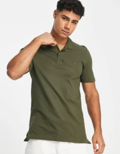 Jack & Jones Essentials Slim Fit Pique Logo Polo In Green