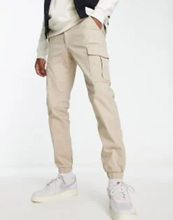 Jack & Jones Intelligence Cuffed Cargo Trouser In Beige