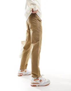 Jack & Jones Loose Fit Carpenter Trousers In Beige