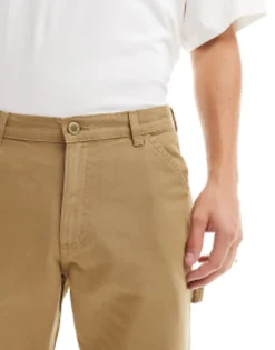 Jack & Jones Loose Fit Carpenter Trousers In Beige