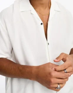 Jack & Jones Originals Viscose Revere Collar Short Sleeve Shirt In