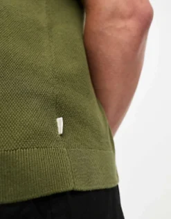 Jack & Jones Premium Pique Polo In Khaki