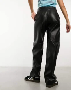 Jjxx Mary Faux Leather Straight Leg Trousers In