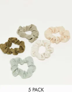 Kitsch Assorted Textured Scrunchies 5Pc Set