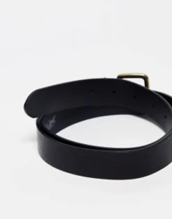 Levi'S Calypso Leather Belt In Black With Gold Buckle