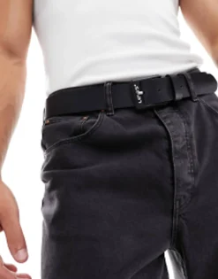 Levi'S Contrast Leather Belt In Black