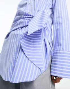 Mango Tie Front Shirt In Stripe