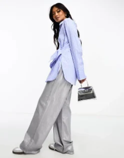 Mango Tie Front Shirt In Stripe