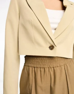 Miss Selfridge Co-Ord Cropped Blazer In Stone