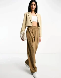Miss Selfridge Co-Ord Cropped Blazer In Stone