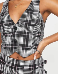 Miss Selfridge Waistcoat Co-Ord In Check