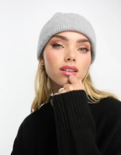 Monki Ribbed Beanie Hat In